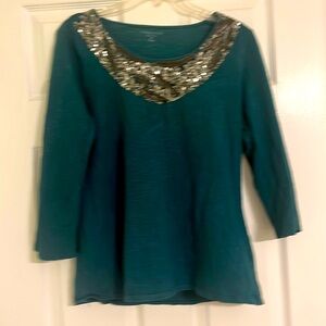 Coldwater Creek Size Medium 10/12. Three quarter sleeve. Sequin beading .